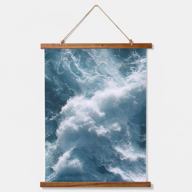 Foamy Blue Ocean Wave Texture Tapestry (Front)
