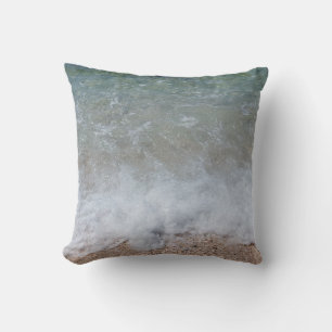 Foamy Waves Nature Photography Cushion