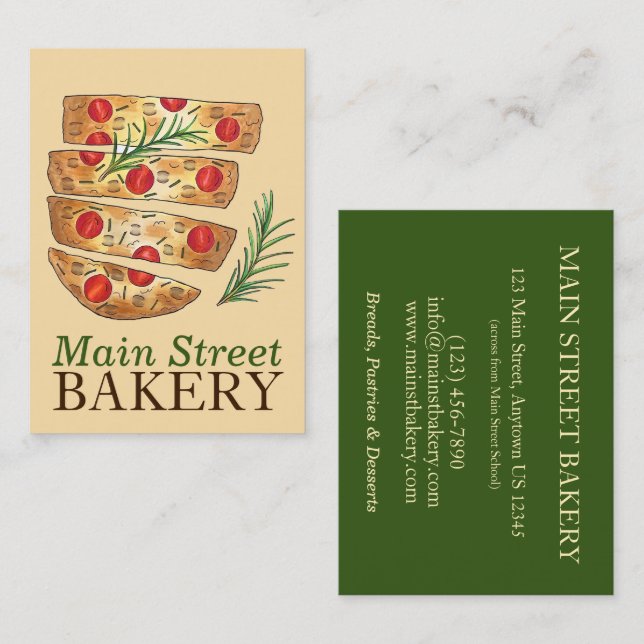 Focaccia Bread Breadmaking Italian Bakery Chef Business Card (Front/Back)
