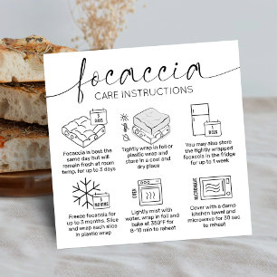 Focaccia Bread Care Guide Minimal Logo Bakery Square Business Card