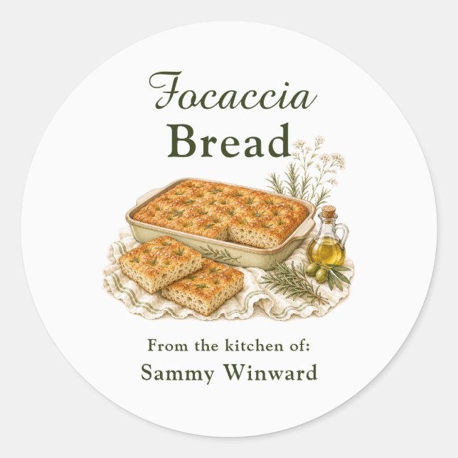 Focaccia Bread Homemade Gift Label (Front)