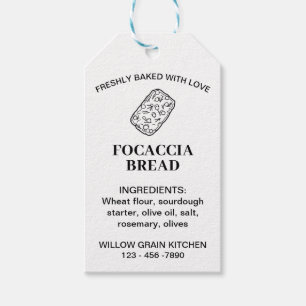 Focaccia Bread Ingredient List Bakery Tags