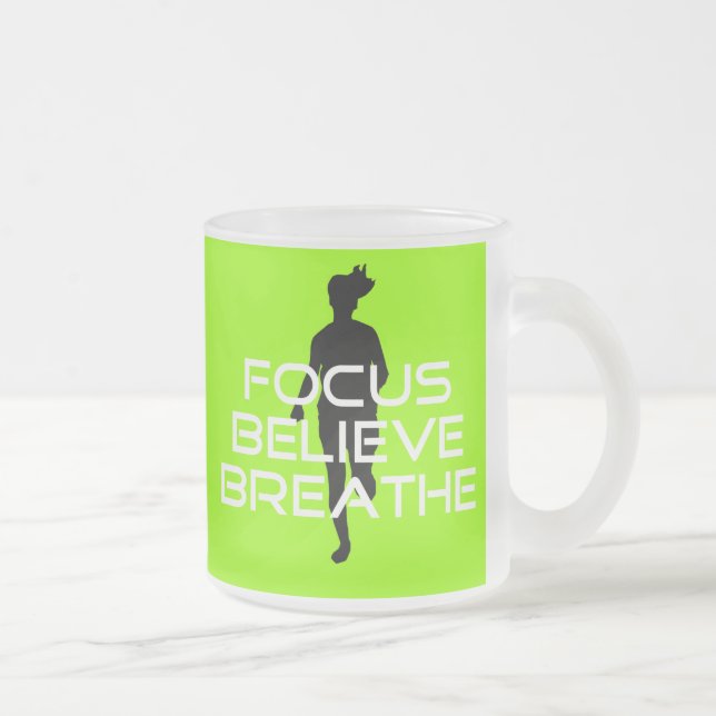 Focu Believe Breathe Frosted Glass Coffee Mug (Right)