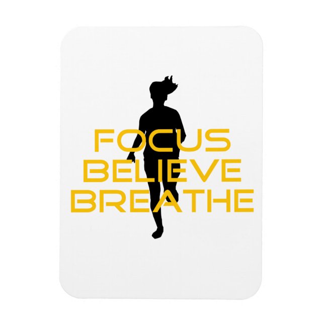 Focus Believe Breathe Yellow Running Fitness Magnet (Vertical)