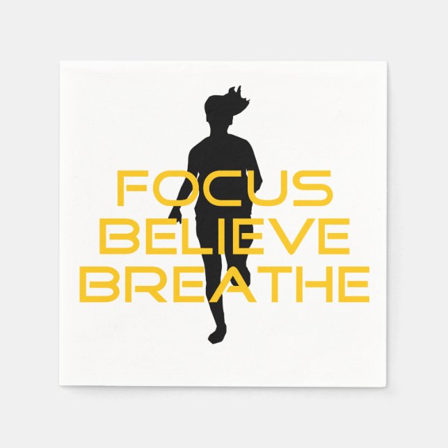 Focus Believe Breathe Yellow Running Fitness Napkin (Front)