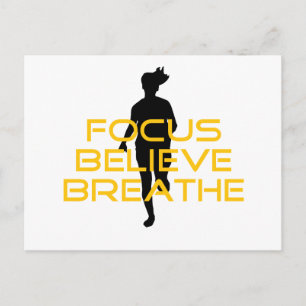 Focus Believe Breathe Yellow Running Fitness Postcard