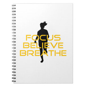 Focus Believe Breathe Yellow Running Fitness Spiral Notebook