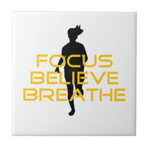 Focus Believe Breathe Yellow Running Fitness Tile