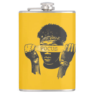Focus Blindfold Motivational Street Art Illustrati Hip Flask