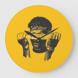Focus Blindfold Motivational Street Art Illustrati Large Clock