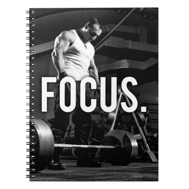 FOCUS - "Body building" Workout Motivational Spiral Notebook (Front)