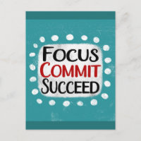 Focus Commit Succeed Postcard