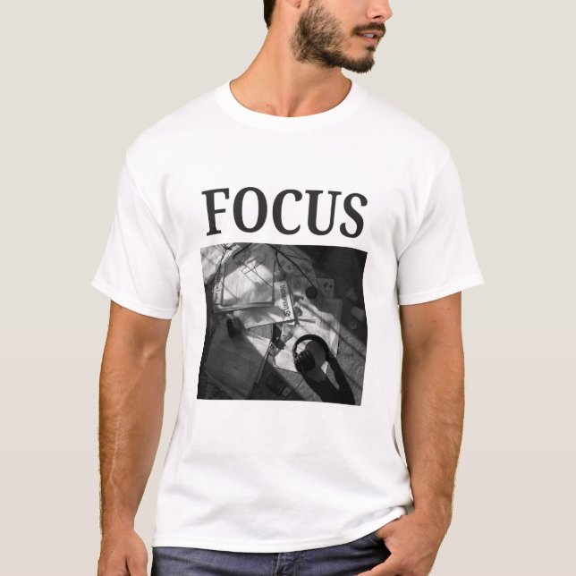 FOCUS - Dark Academia Minimalist Photography T-Shirt (Front)