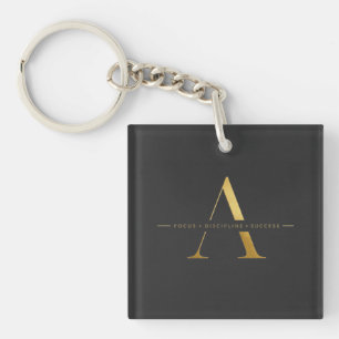 Focus Discipline Success Minimalist Gold Design Key Ring