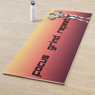 Focus Grind Repeat Exercise Motivational Fitness Yoga Mat