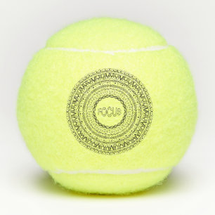 Focus Hand-Drawn Mandala Black Line Art Drawing Tennis Balls