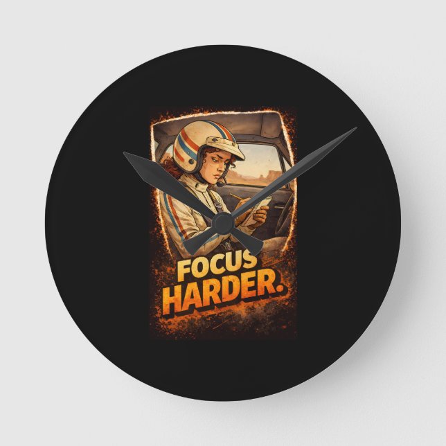 Focus Harder Round Clock (Front)