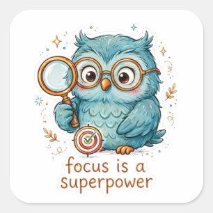 Focus Is a Superpower Cute Owl Sticker