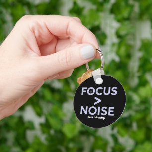 FOCUS > NOISE Motivational Modern Typography Key Ring