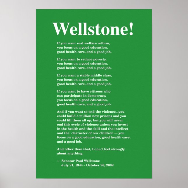Focus on a good education... Wellstone Poster (Front)