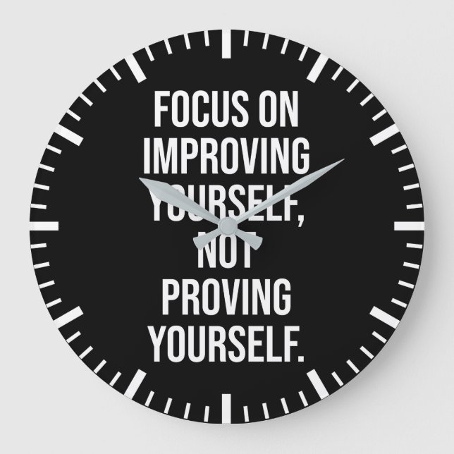 Focus On Improving Yourself - Motivational Large Clock (Front)