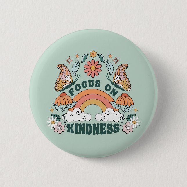 Focus on Kindness Groovy Graphic 6 Cm Round Badge (Front)
