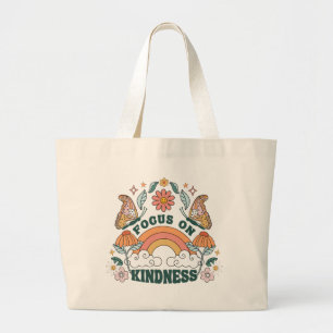 Focus on Kindness Groovy Graphic Large Tote Bag