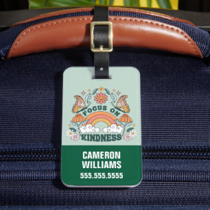 Focus on Kindness Groovy Graphic Luggage Tag