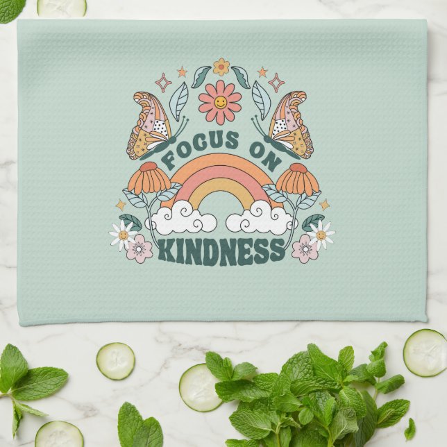 Focus on Kindness Groovy Graphic Tea Towel (Folded)