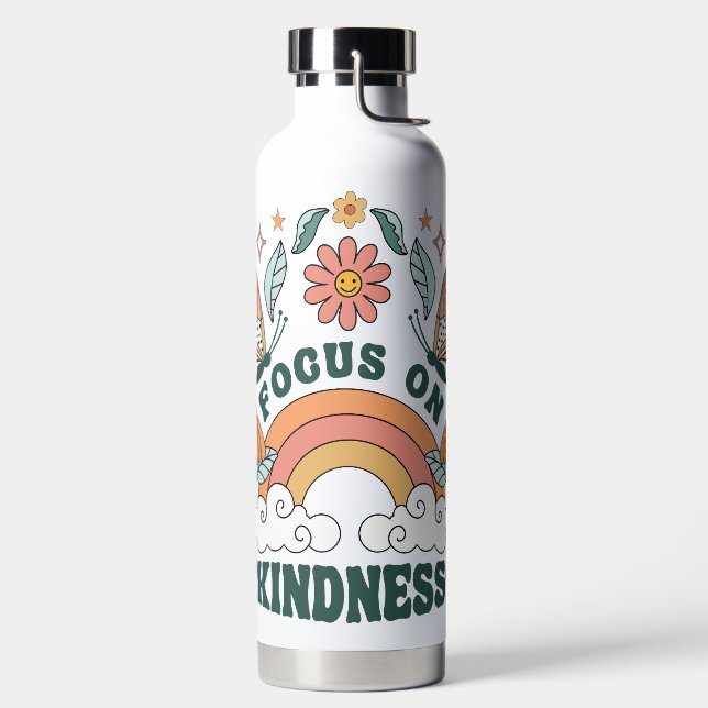 Focus on Kindness Groovy Graphic Water Bottle (Left)