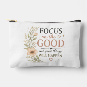 Focus on the Good – Vintage Floral Inspirational P Accessory Pouch