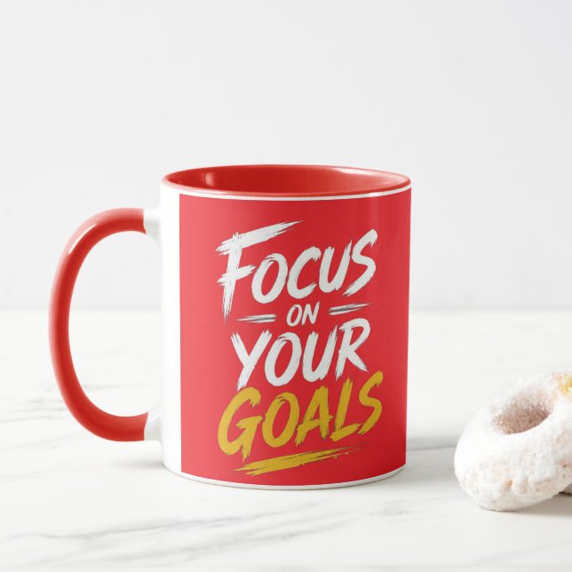 Focus on Your Goals Motivational Typography Mug (With Donut)