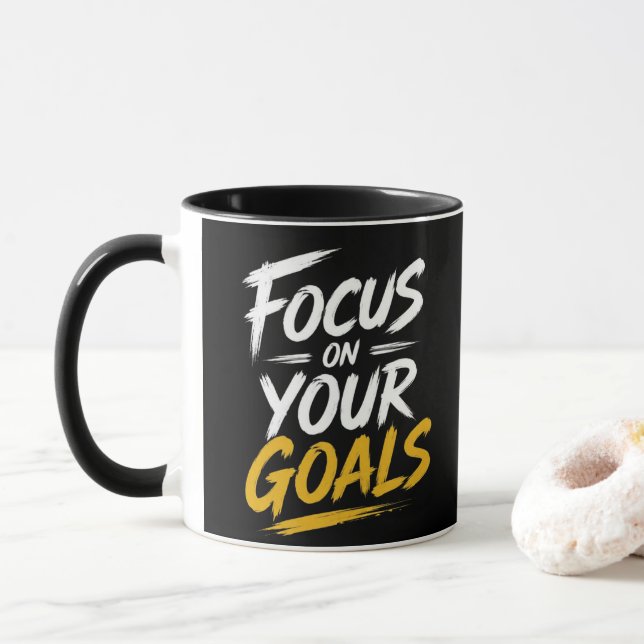 Focus on Your Goals Motivational Typography Mug (With Donut)