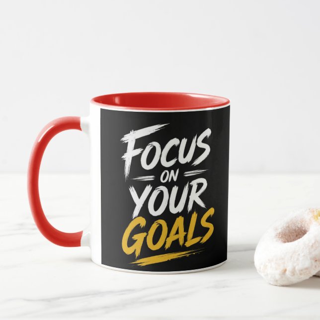 Focus on Your Goals Motivational Typography Mug (With Donut)