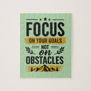 Focus On Your Goals Sage Green Motivational Jigsaw Puzzle