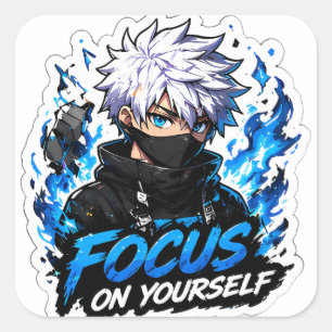 Focus On Yourself Anime Boy Vinyl Sticker - Dark A
