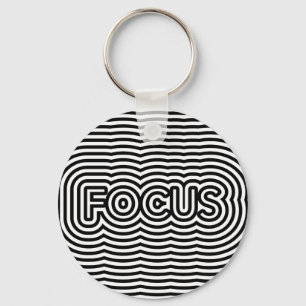 Focus optical illusion op art white lines key ring