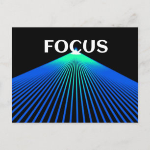 FOCUS postcard with green and blue lasers