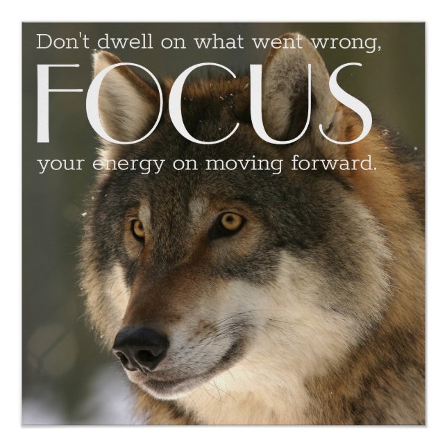 Focus Quote on Wolf Image Encouragement Poster (Front)