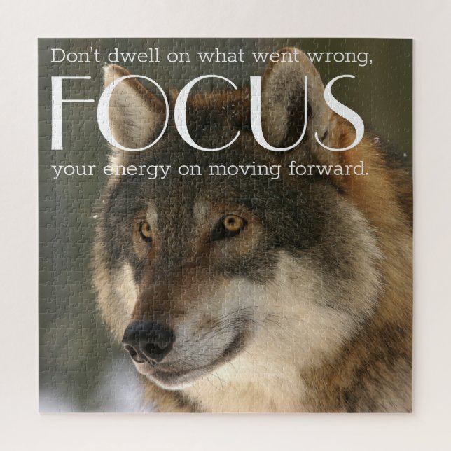 Focus Quote on Wolf Image Encouragement Puzzle (Vertical)