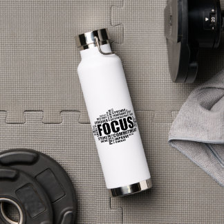 FOCUS – Word Cloud Motivational Design Water Bottle
