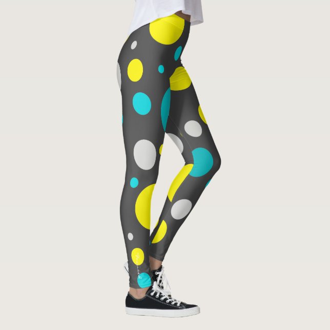 Focused Green Turquoise Blocks Abstract Leggings (Right)