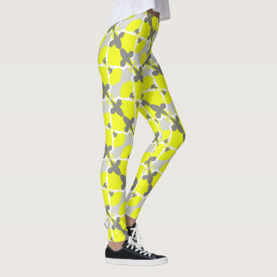 Focused Pastel Yellow Grey Abstract Art Leggings