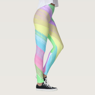 Focused Yellow Blue Red Abstract Art Pastel Theme Leggings