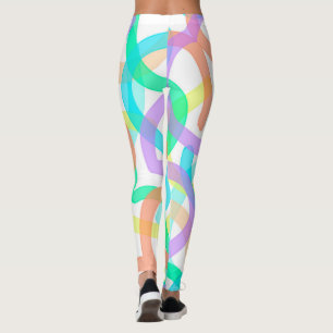 Focused Yellow Blue Red Abstract Art Pastel Theme Leggings