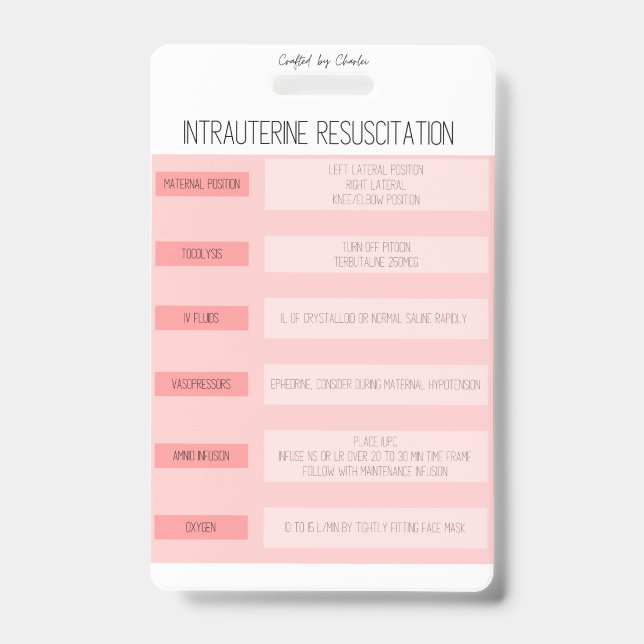 Foetal Monitoring Nurse Reference Badge ID Badge (Front)