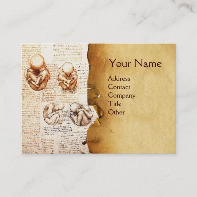 Foetus in the Womb,Ob-Gyn Doctor, Medical Monogram Business Card (Front)