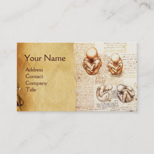 Foetus in the Womb,Ob-Gyn Doctor Parchment Monogra Business Card