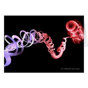 Foetus with an umbilical cord made of DNA strands