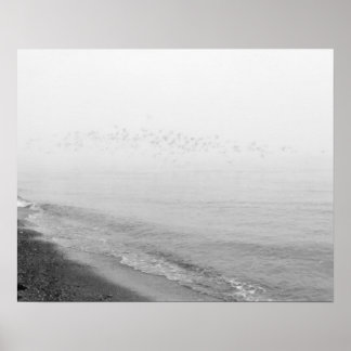 Fog and rain setting in along the shoreline poster